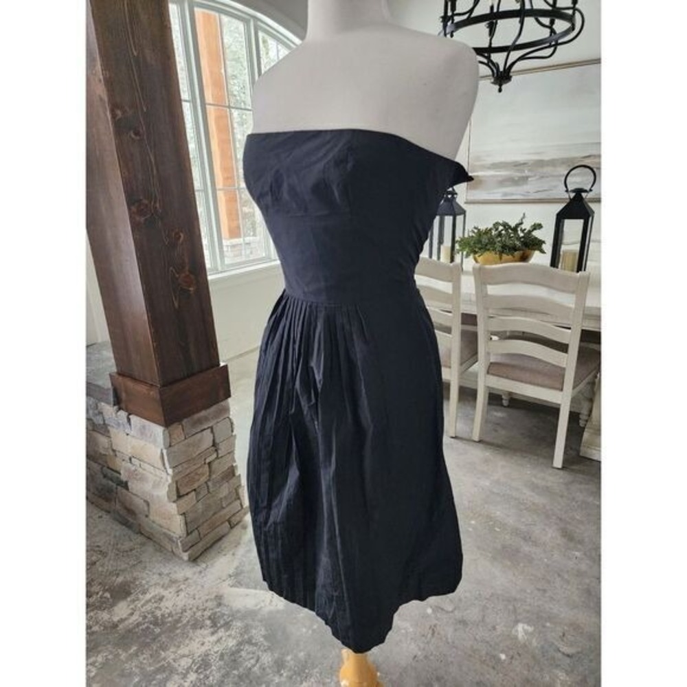 Theory‎ Black Strapless Pleated Cocktail Formal Dress sz 4 EUC LBD - Picture 2 of 8